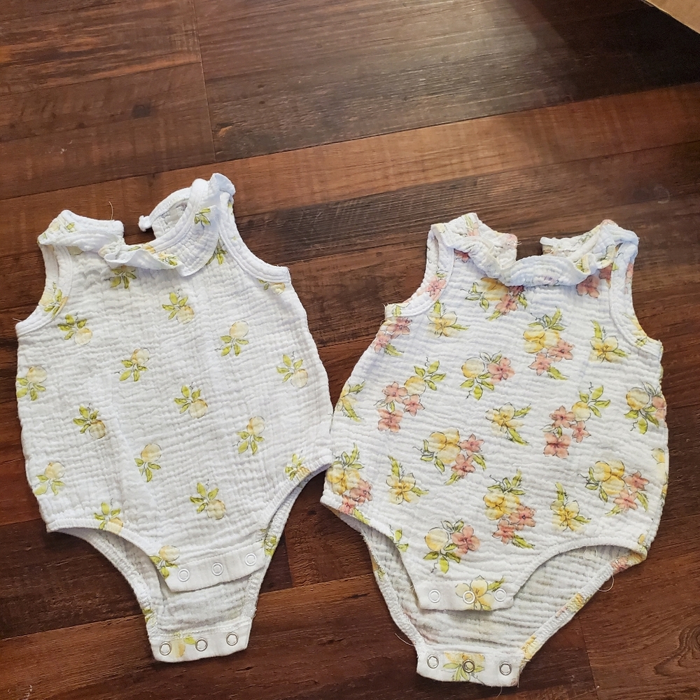 Kyle & Deena baby girl 0-3 month tank tops coordinating twin outfits